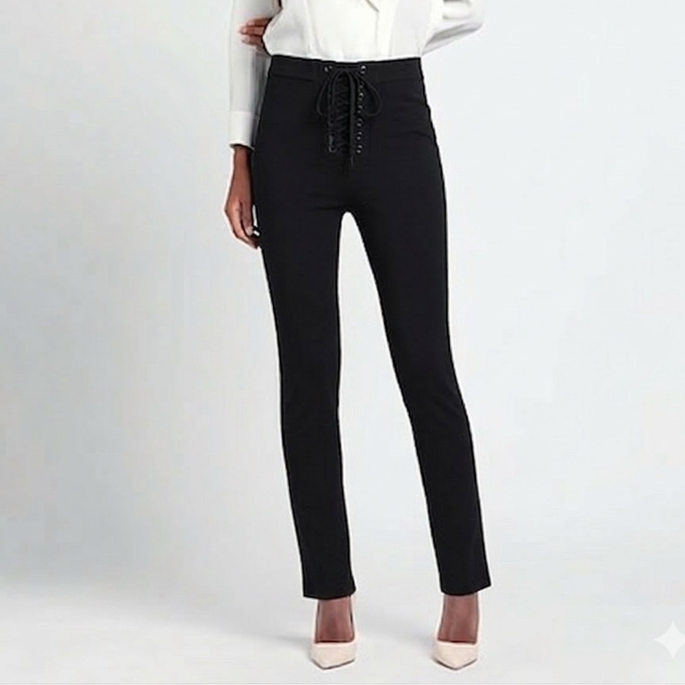 NWT Ben Taverniti Unravel Project Skinny Stretch Lace Up Pants Black Sz XXS